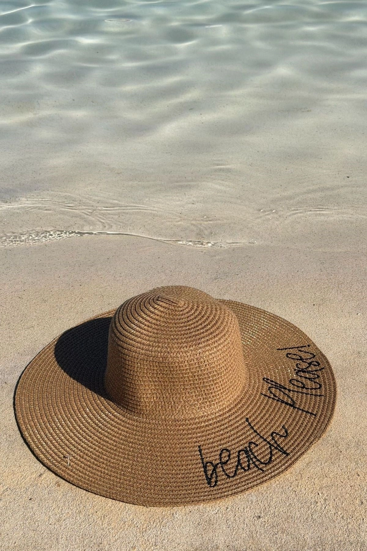 Beach detaylı hasır şapka camel(14233)